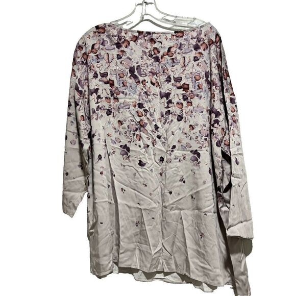 J.Jil Purejill Women's Viscose 3/4 Sleeve Pullover Blouse Large Beige Floral - Picture 3 of 7